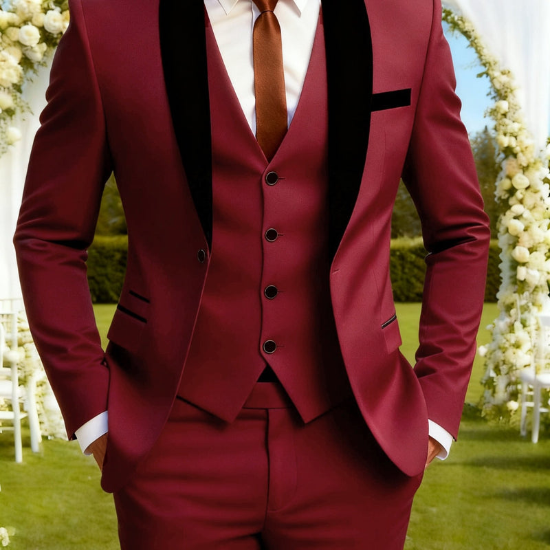 3pcs Men's Suit Set, All-Season Business Wedding Party, Suit Jacket,