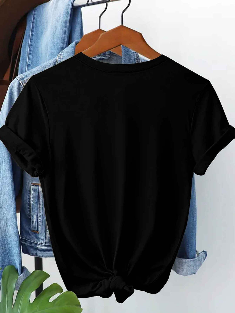 Women’s Printed Round Neck Short Sleeve T-Shirt.