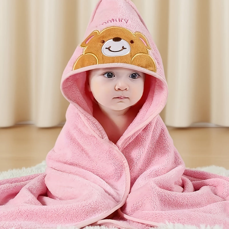 Cute Baby Bathrobe, Highly Absorbent, Quick-Drying, with a Hood.