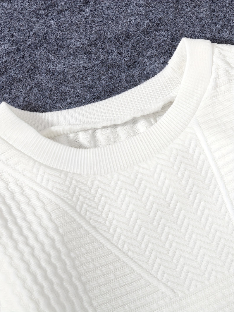 Boys Toddler Jacquard Long Sleeve Top + Casual Pants Two-Piece.