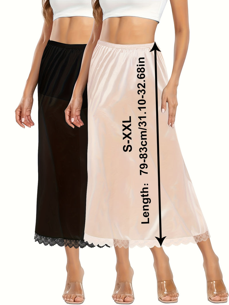 Women's Two-Piece Set Featuring an Exquisite Lace-Trimmed Skirt.