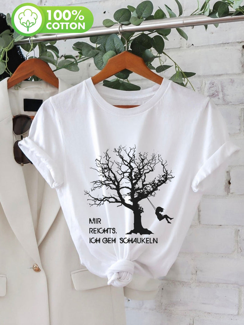 Women’s Short-Sleeve Round-Neck Pure T-Shirt.