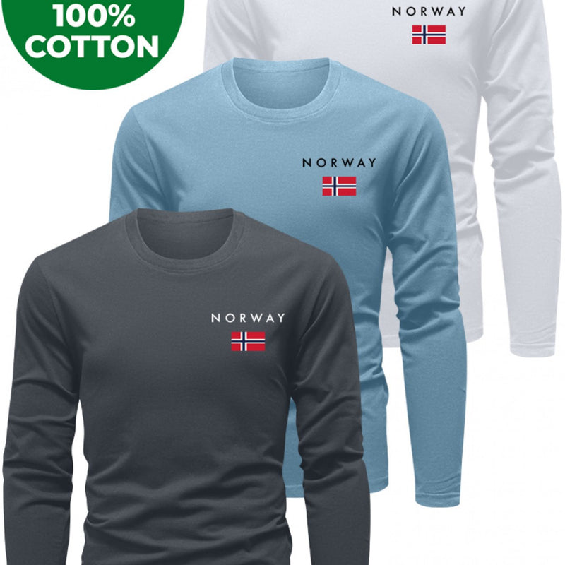 3pcs Men's Long Sleeve T-Shirts for Spring and Autumn.