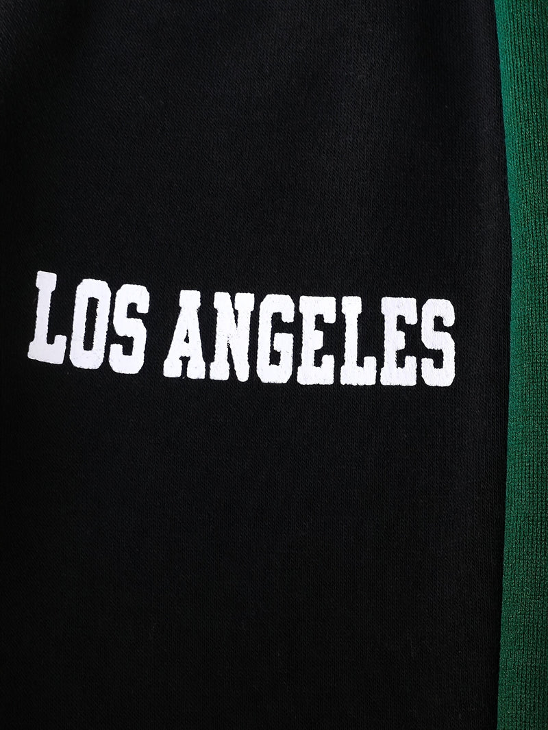 2pcs Boys Autumn/Winter Fleece-Lined Hooded Sweatshirt and Pants Set.