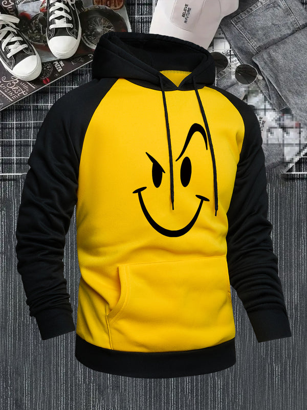 Men's Hooded Sweatshirt with Color Block Design.