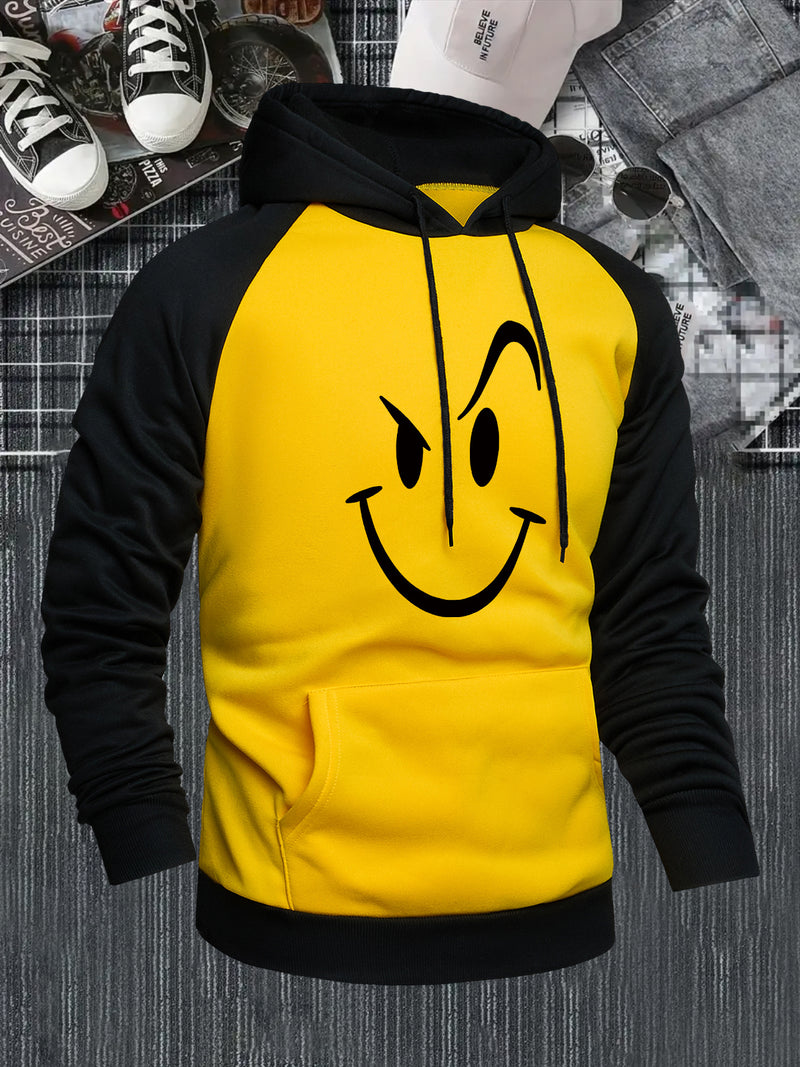Men's Hooded Sweatshirt with Color Block Design.