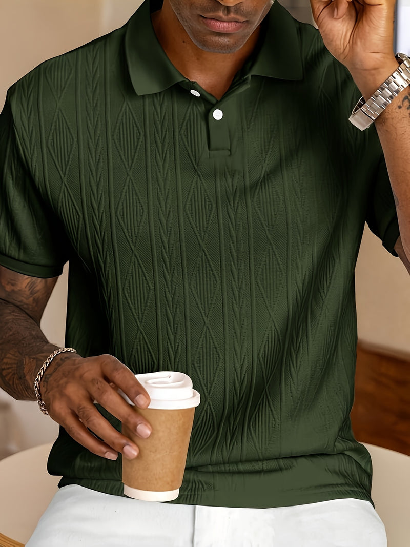 Men's Summer Textured Jacquard Casual Top, a Classic Business Polo Shirt.