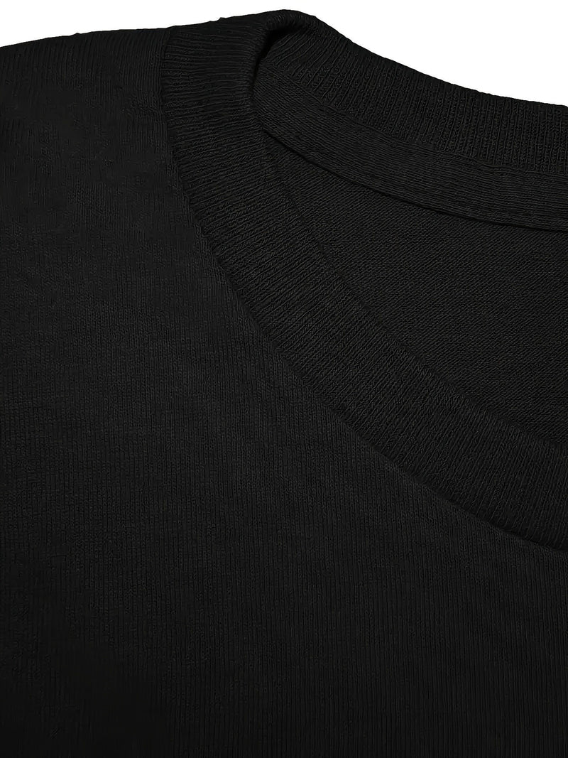 Men's Black Cotton Graphic T-Shirt.