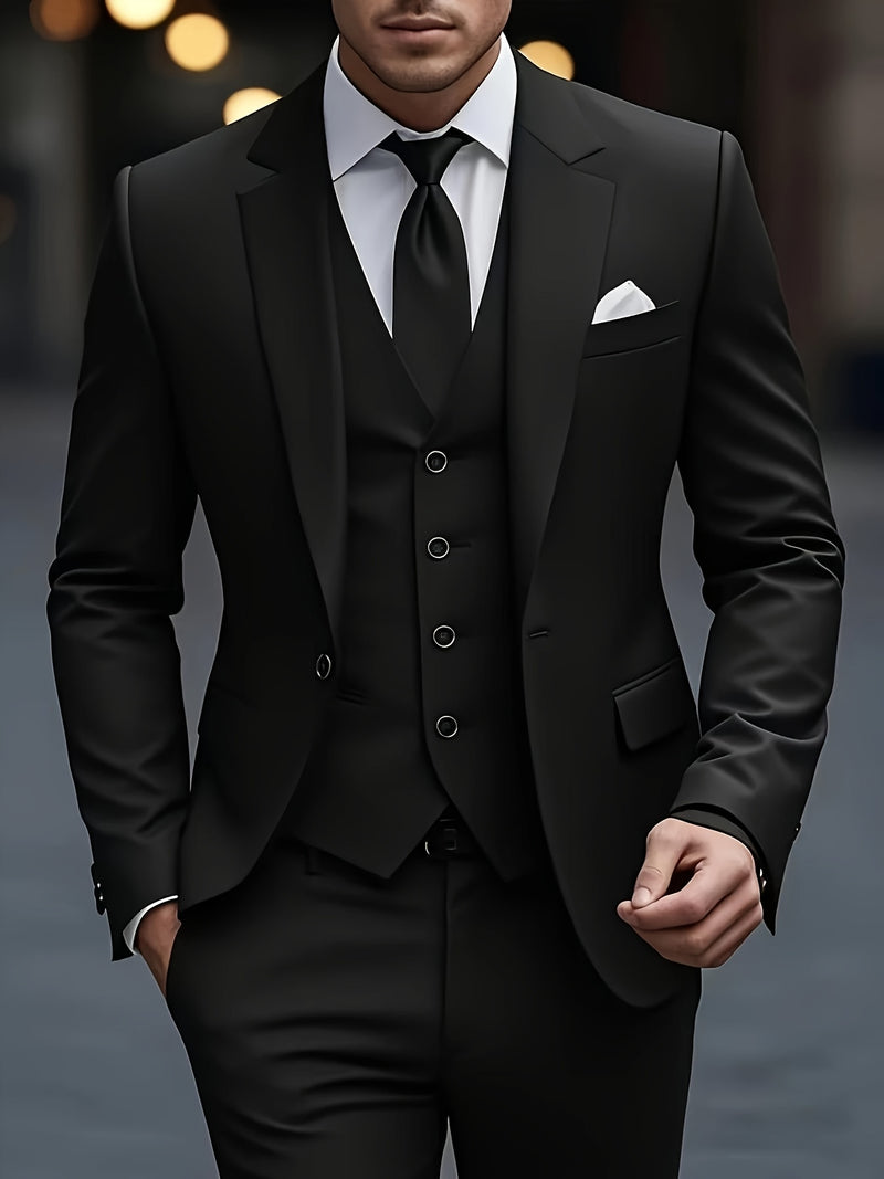 Men's 2pcs Wedding Suit Set - Slim Fit Business Suit Jacket.
