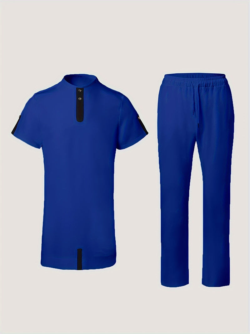Men's Suits, Short Sleeves, Shoulder Zippers, Spliced Design.