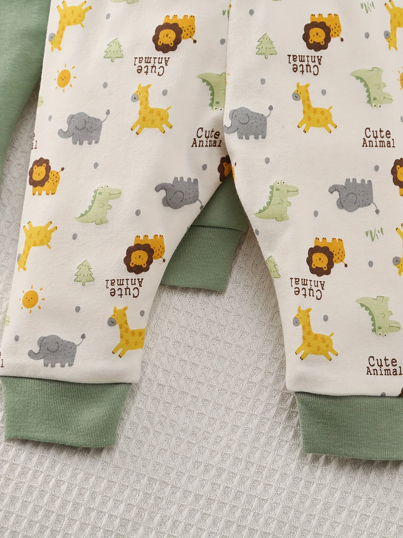 Six-Piece Set of Comfortable Cartoon Panda And Lion Print Long Pants for Baby.