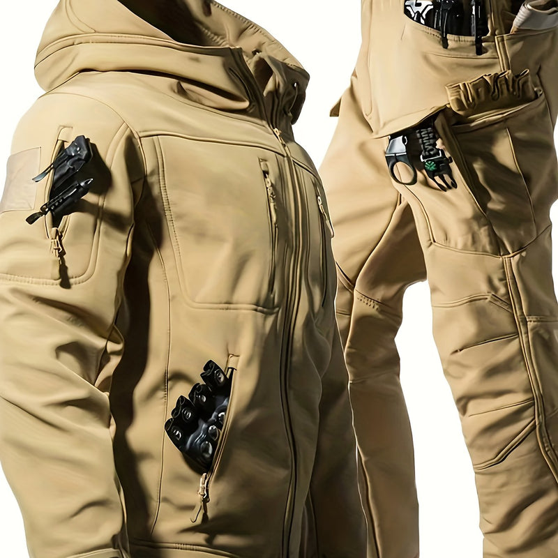 Outdoor Two-Piece Set,Lined Trendy Windproof Warm Motorcycle Hooded.