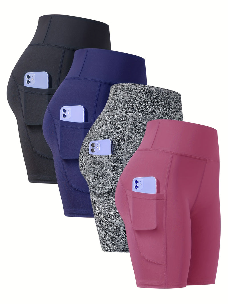 4-Pack Women’s Athletic Shorts, Fashion Yoga Shorts.