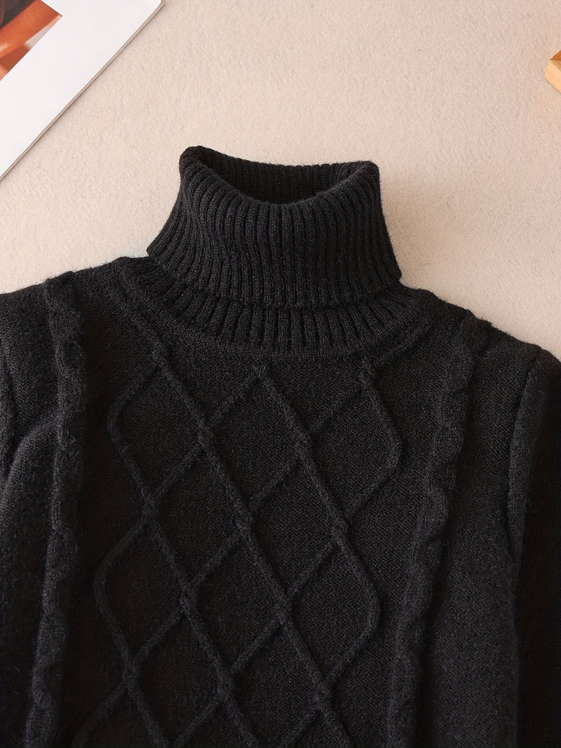 Kids High Neck Sweater for Boys and Girls, Solid Color Knitwear.