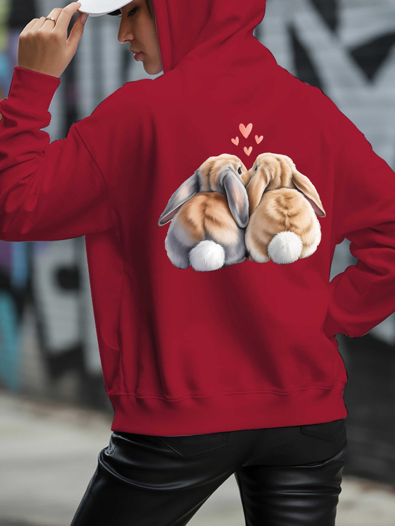 Cute Rabbit Back Women's casual sweatshirt back printed fashionable.