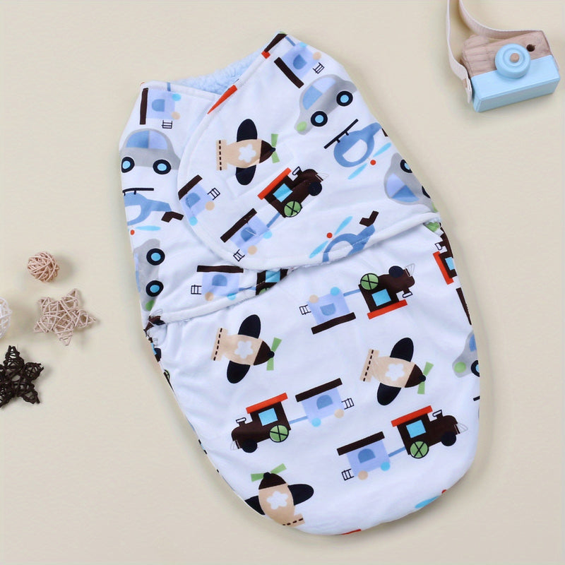 A Single-Pack Baby Swaddle Blanket with Cartoon Prints.