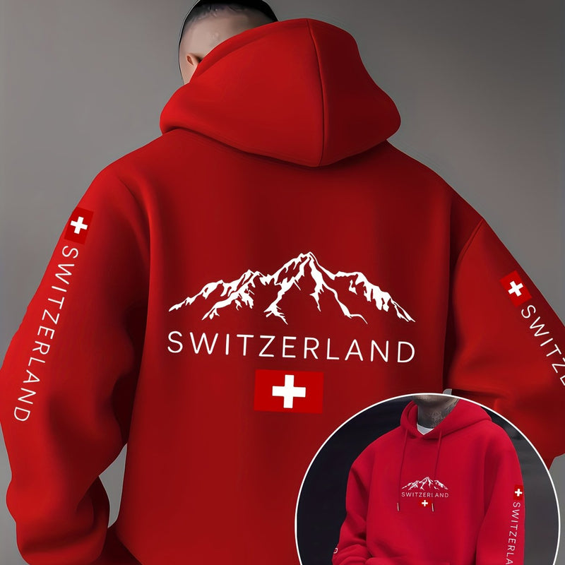 Men'S & Women'S Swiss Flag & Matterhorn Mountain Graphic Hooded Sweatshirt.