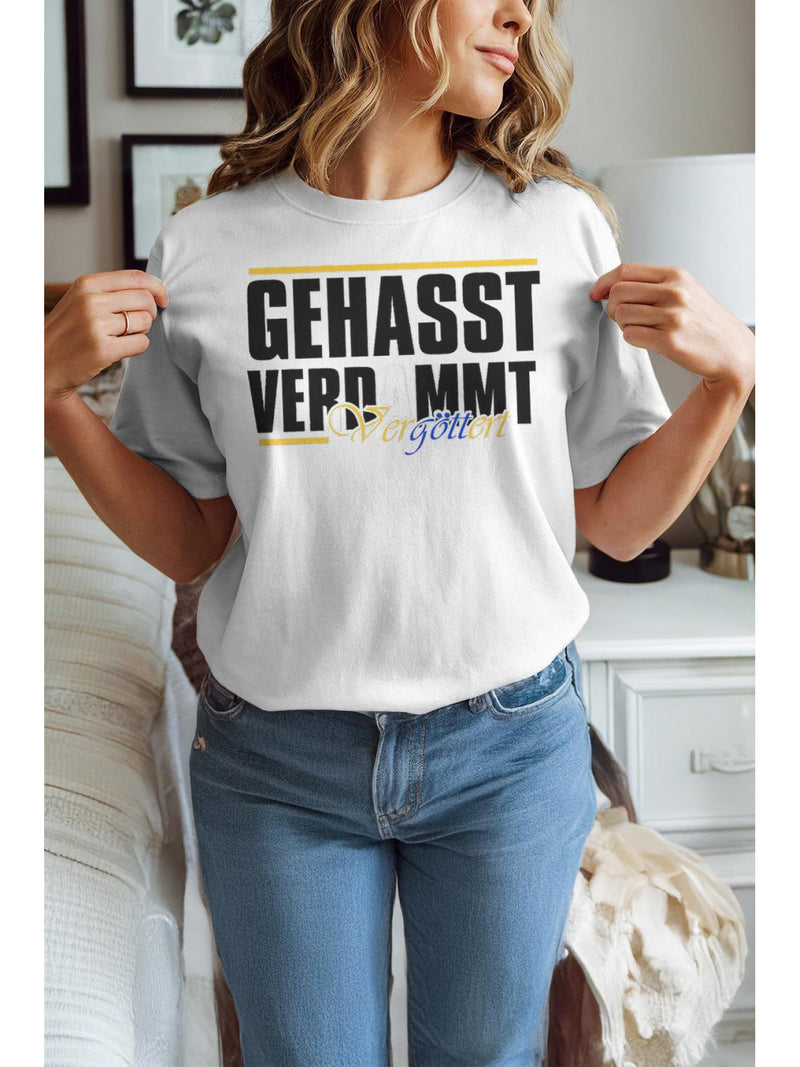 Men's & Women's Gothic German Text Print T-Shirt.