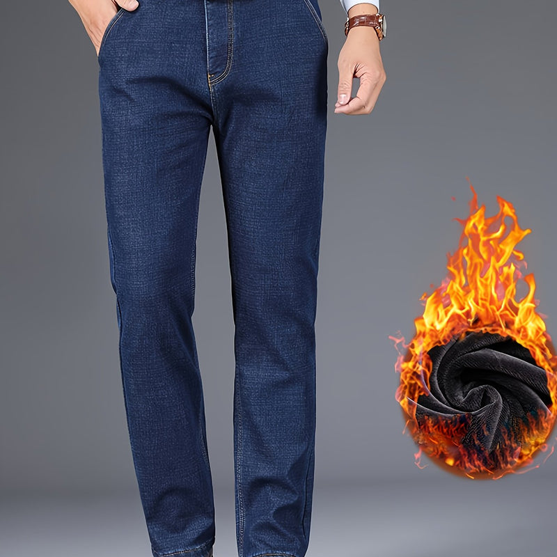 Jeans for Men's business straight stretch pants.