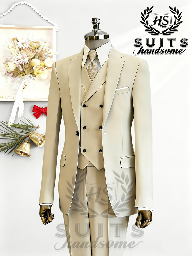 Men's 3pcs Suit Set: Jacket + Vest + Pants, Business Casual.