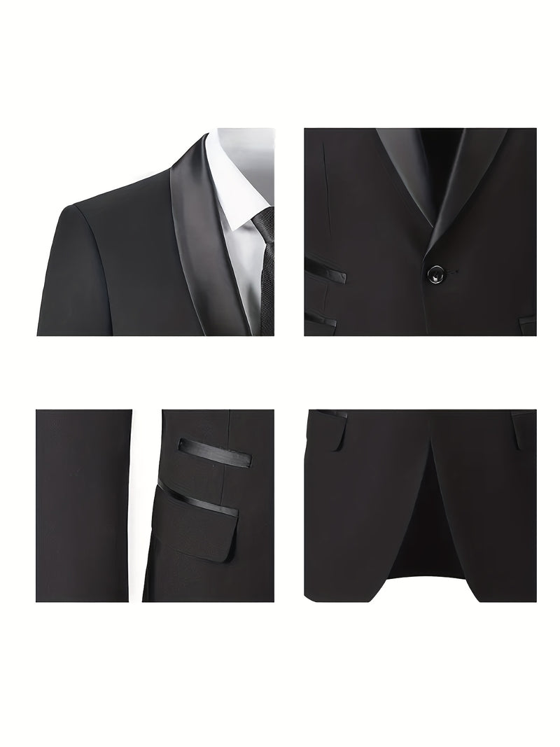 Men's 3pcs Suit Set, Jacket + Vest+ Trousers.