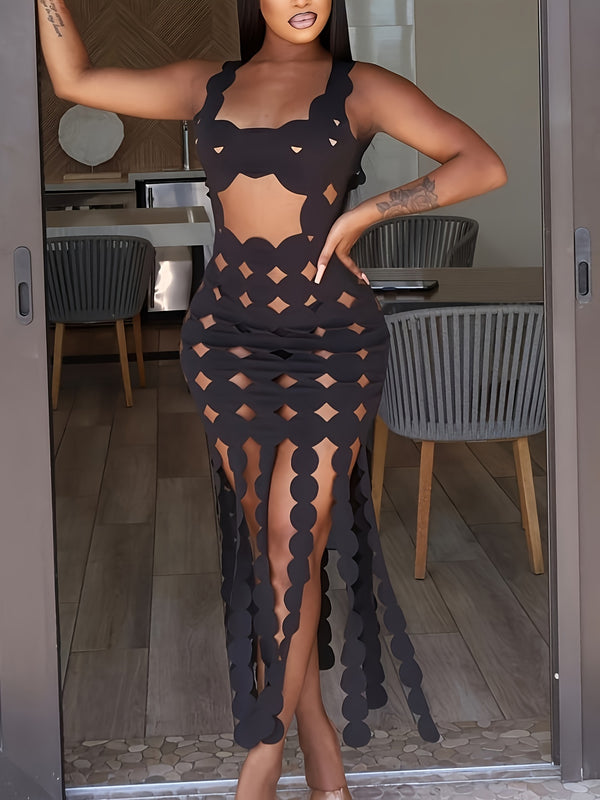 Women's Sexy Sleeveless High-Waisted Bodycon Maxi Dress.