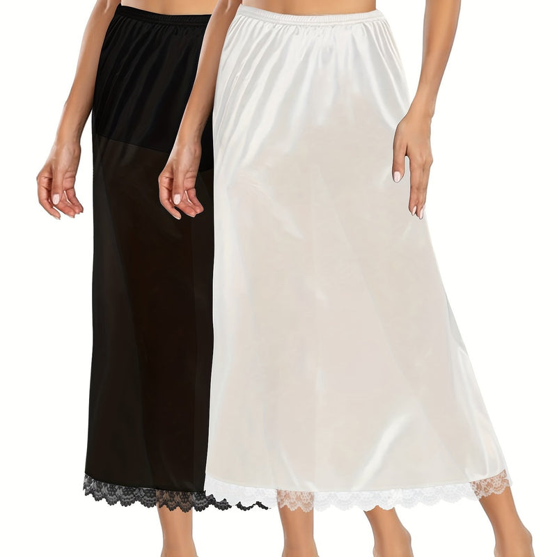 Women's Two-Piece Set Featuring an Exquisite Lace-Trimmed Skirt.