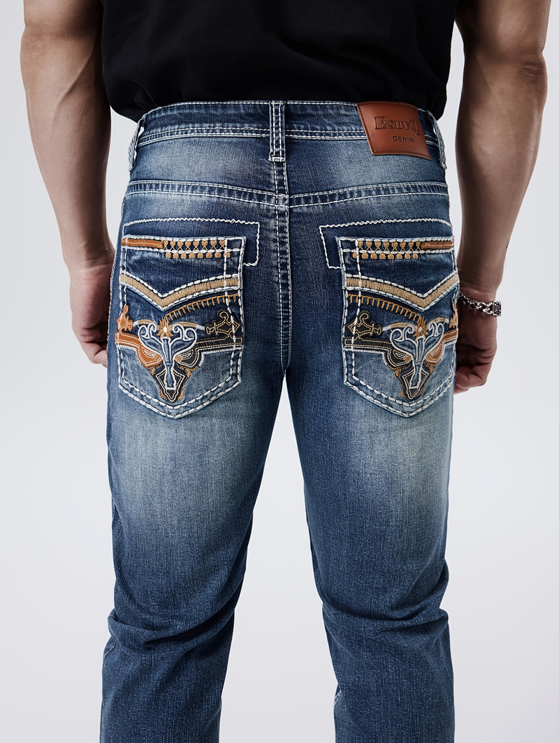 Men's Slim-Fit Straight-Leg Stretch Denim Jeans.
