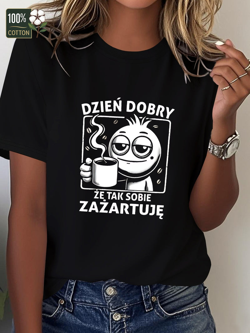 Women's T-Shirt Made of Pure in a Fun Polish Design.