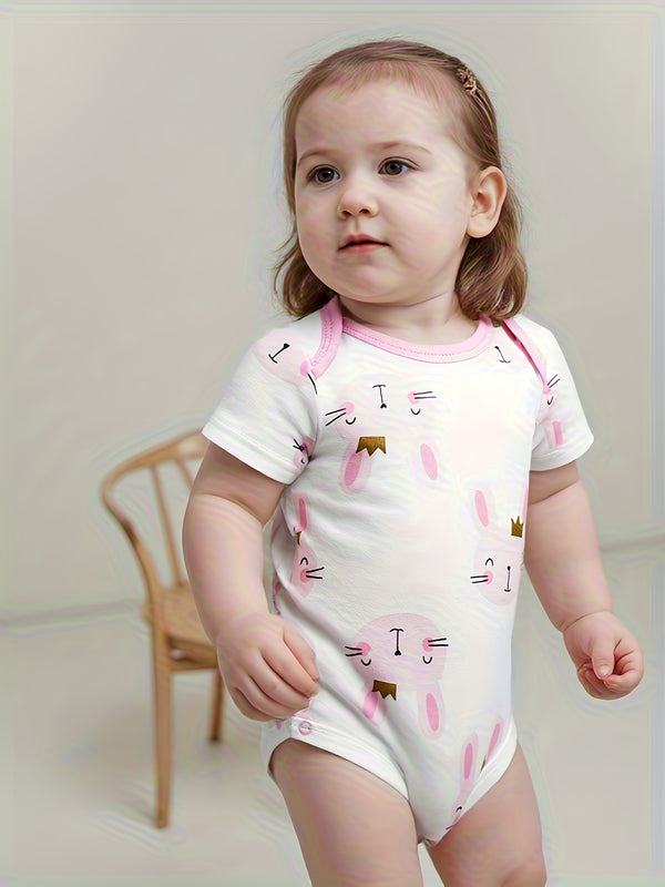 5pcs Summer Cartoon Baby Girl Bodysuits.