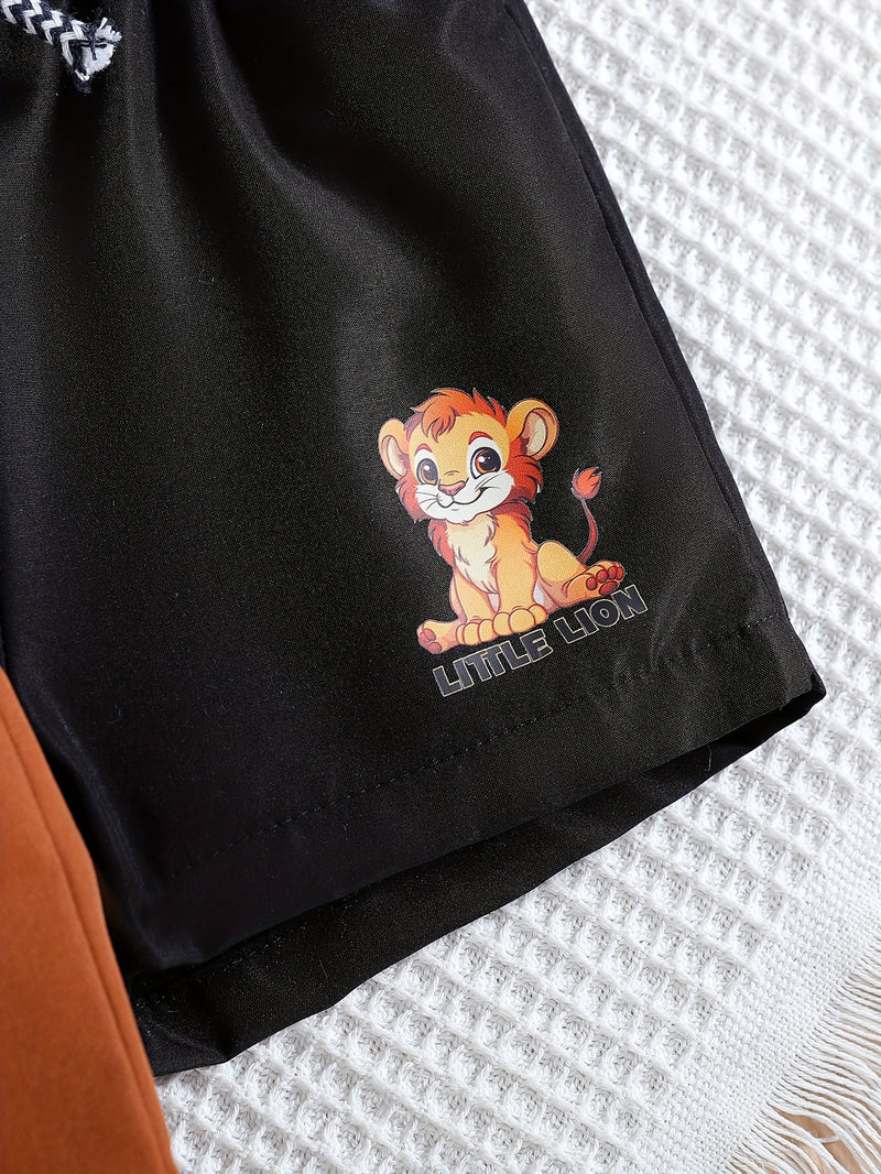 Boys Lion Print Shorts Three-Pack, Perfect for Outdoor.