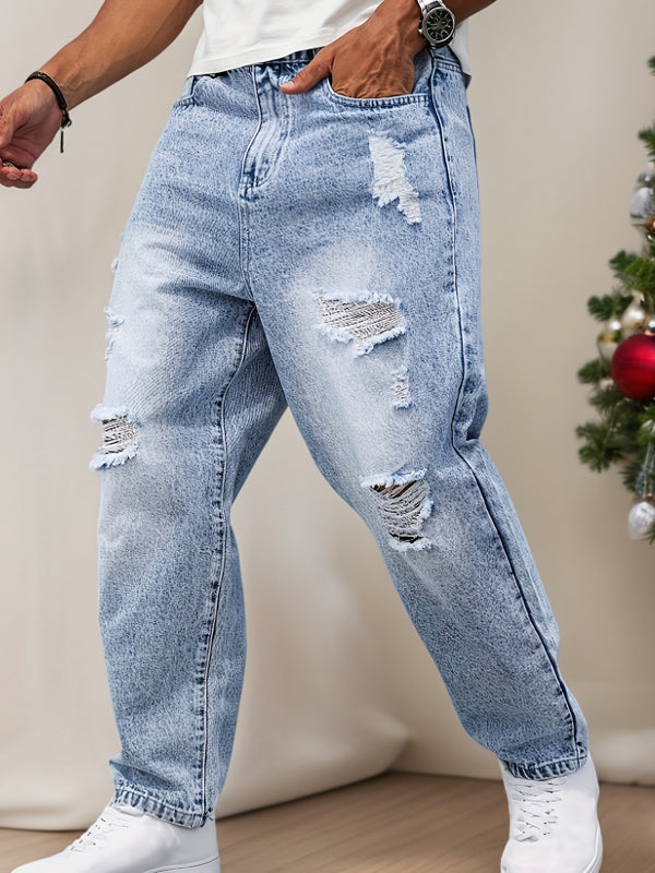 Men's Distressed Denim Pants.