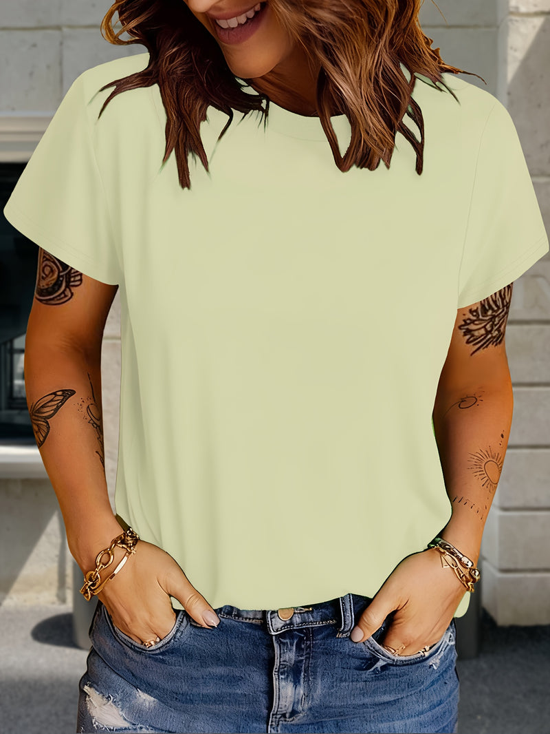 Women’s Fashion Solid Color Short Sleeve T-Shirt Two-Pack.