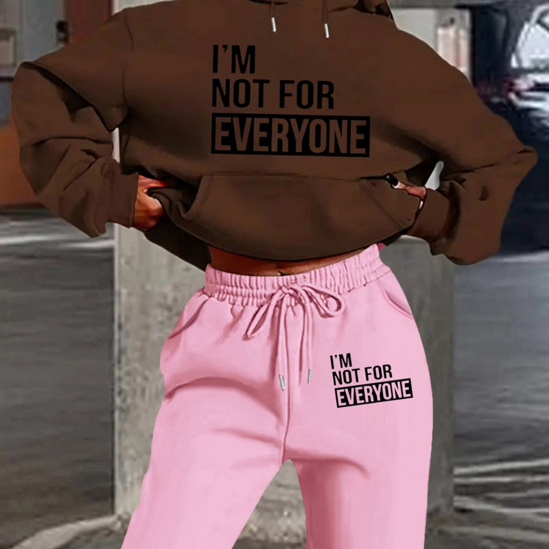 Women's European and American Fashion -Lined Hooded Sweatshirt and Pants.