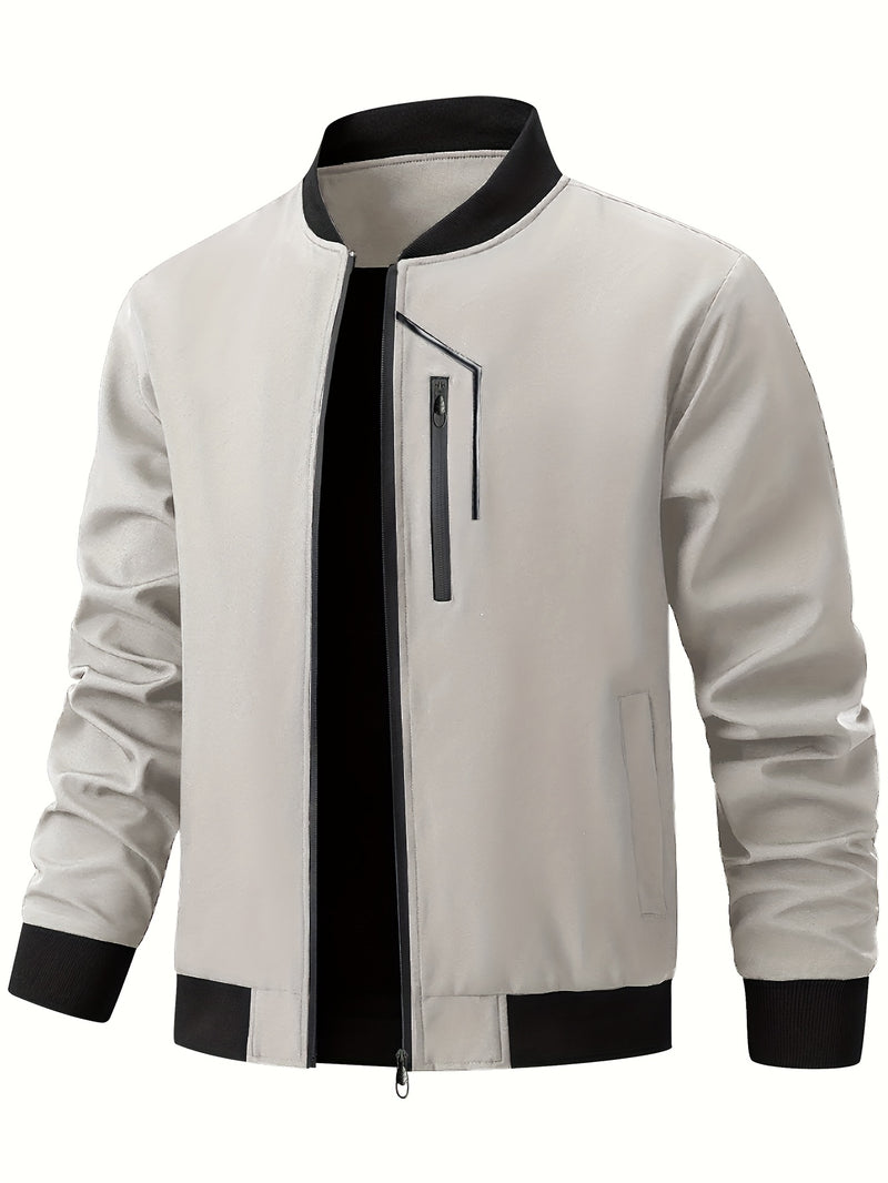 Men'S Casual Bomber Jacket | Spring-Autumn, Non-Stretch, Baseball Collar.