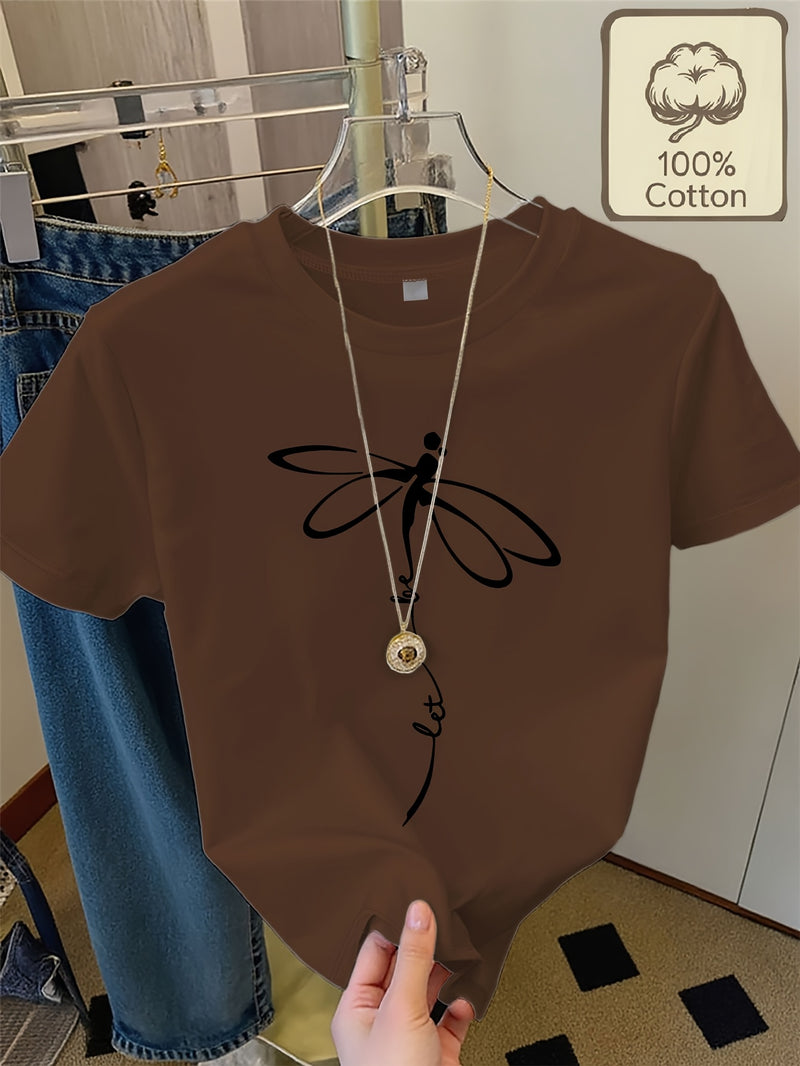 Women's Casual Home Printed Round Neck Pure Short Sleeve.