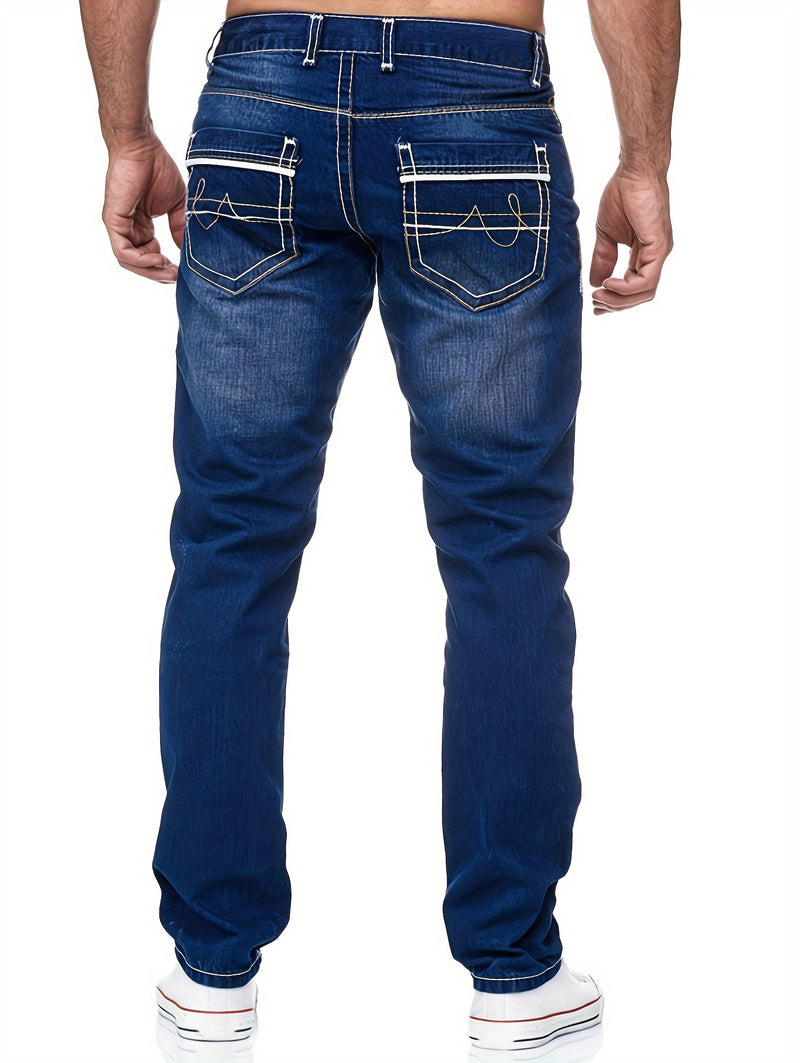 Men's Thick-thread Washed Denim Jeans.