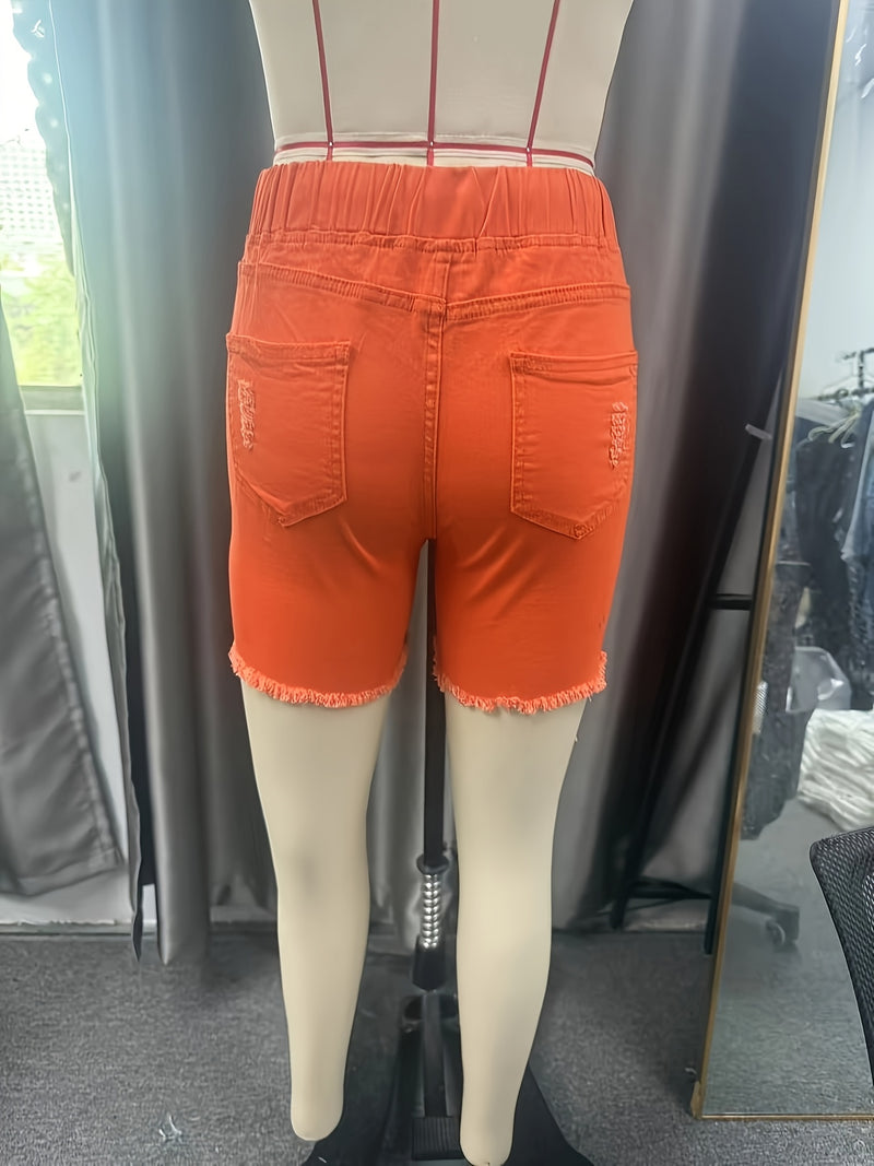 New Style Women'S Shorts with Drawstring And Distressed Design.