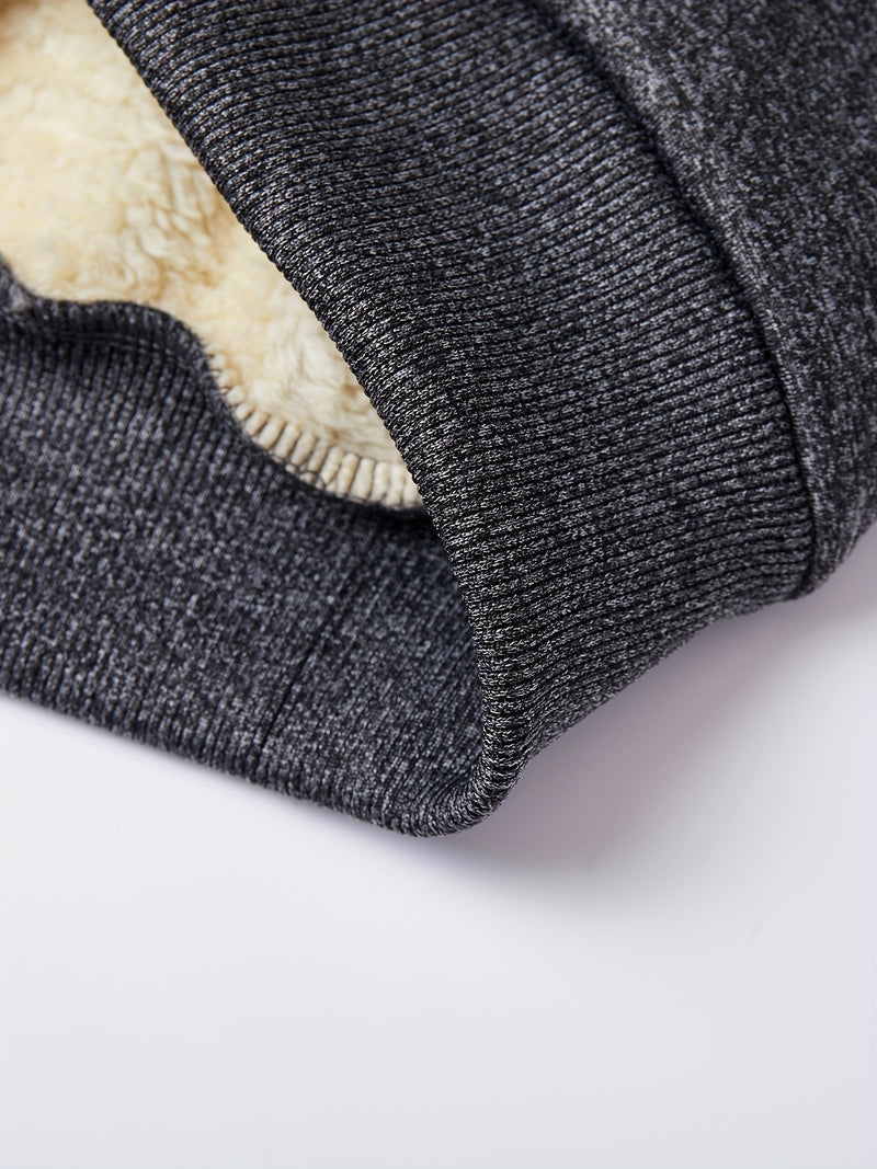 Boys Thick Plush-Lined Zip-Up Jacket + Pants Set.