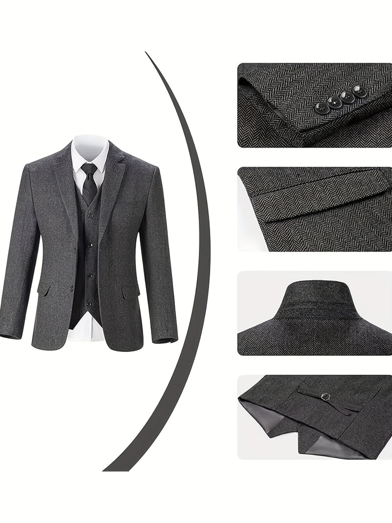 Vintage Men's Bone Check 3pcs Suit.