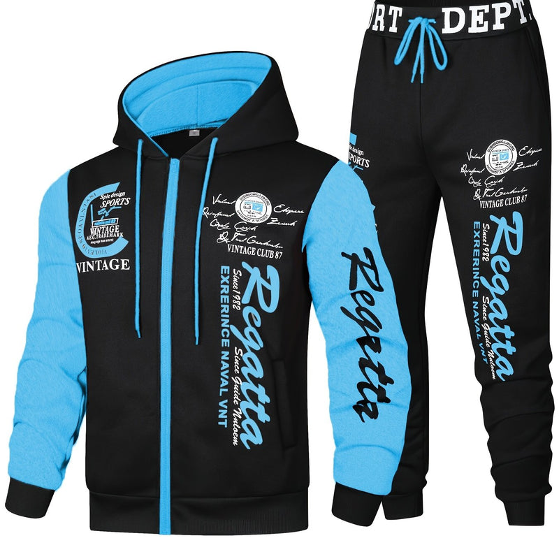 Men's Casual Sports Two-Piece Set Includes a Hooded Sweatshirt And Pants.