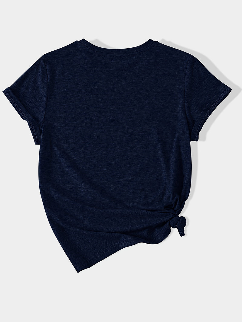 Women’s Casual Sports Vintage Loose Round-Neck Short-Sleeve T-Shirt.