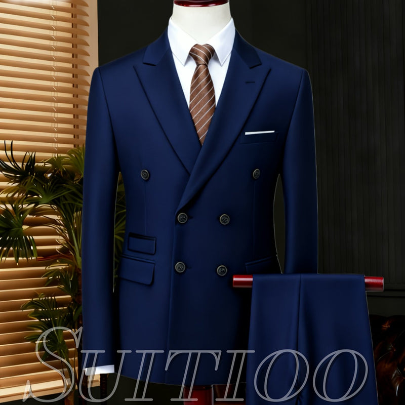 2pcs Men's Slim-Fit Tailored Suit Set - Green Wedding & Business Suit.