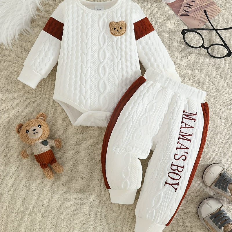 Winter Bear Onesie Clothing Set - Full-Body Long Sleeve & Pants.