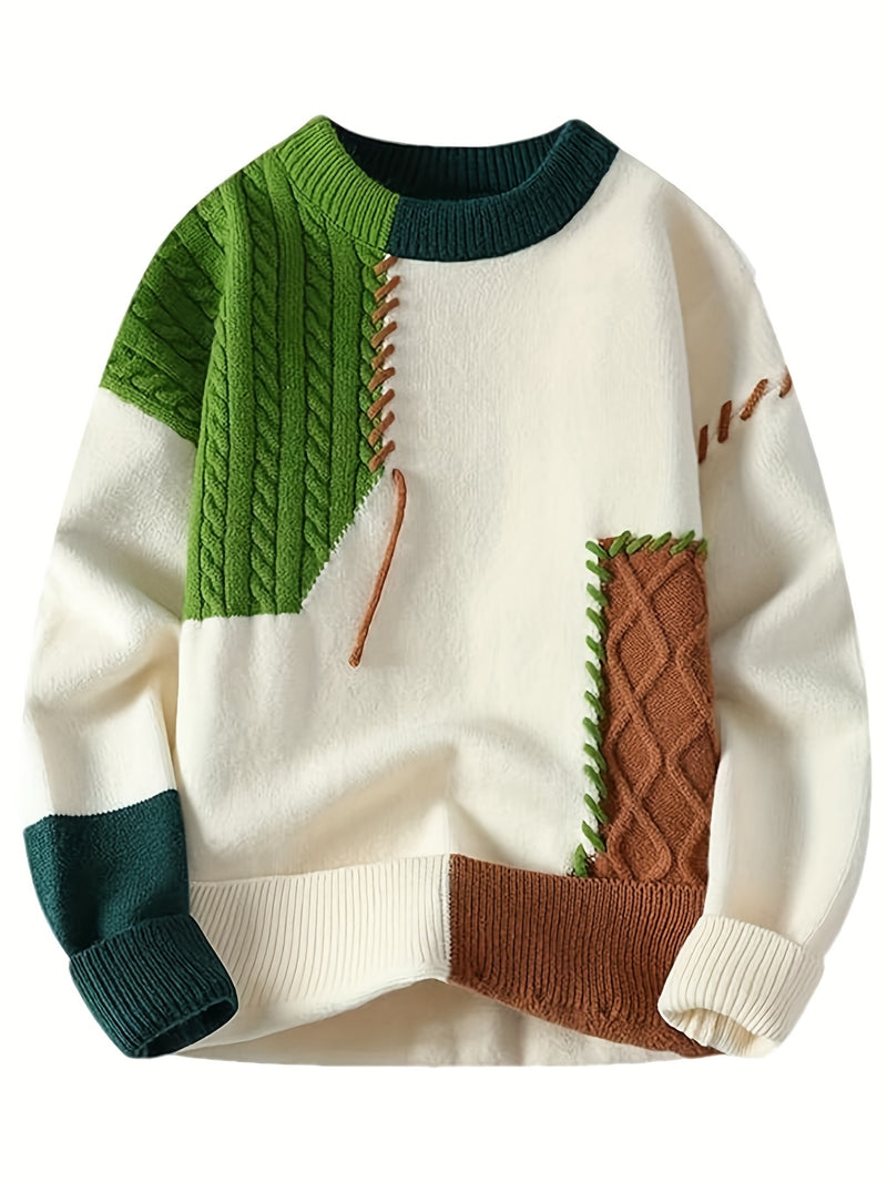 Men's Street Hip-Hop Style Teen Trendy Color Block Splicing Fashion.