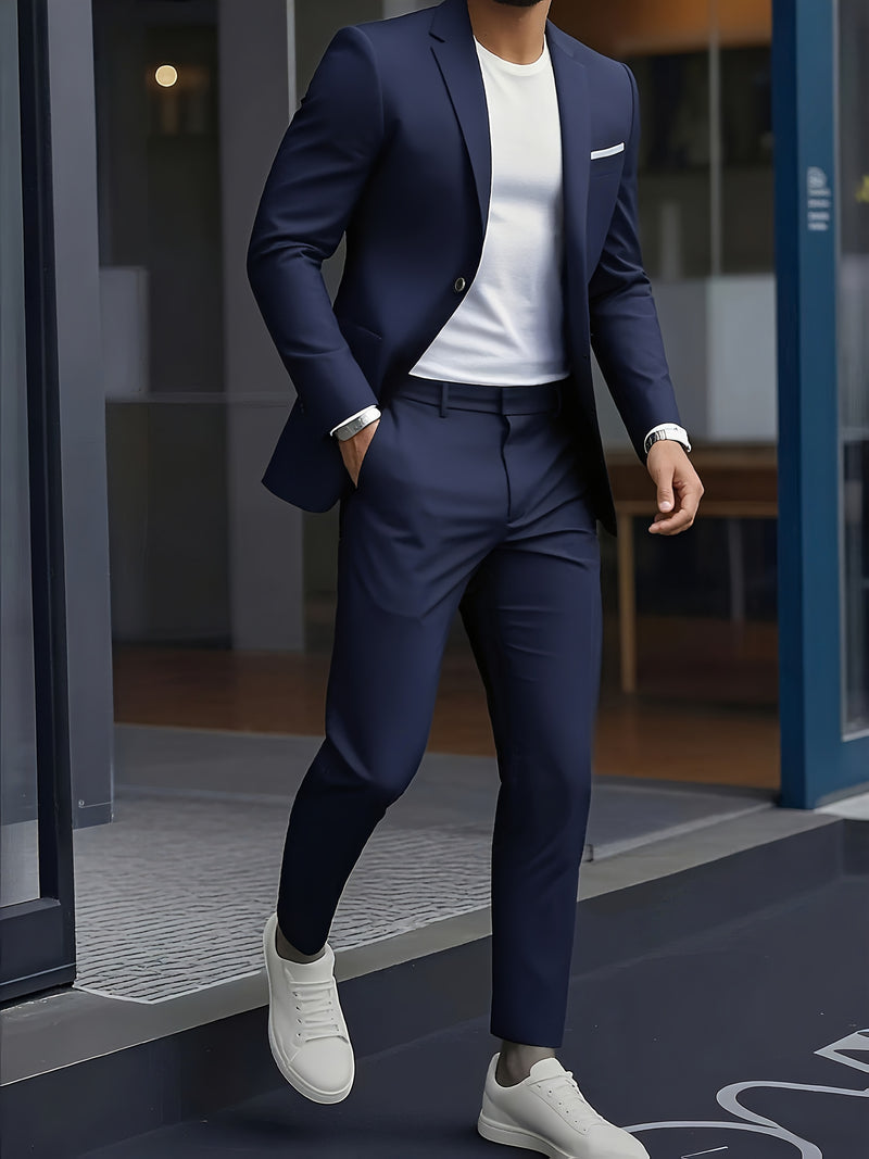 Men's Two-Piece Suit Set, Including Jacket and Trousers.