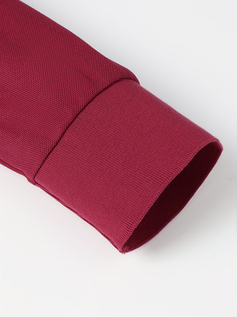 Men's Outdoor Golf and Equestrian Lapel Polo Shirt, Long Sleeve.