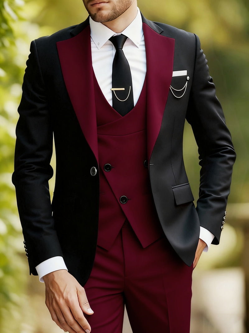 Men's 3pcs Suit Set, Including a Blazer, Vest, And Trousers.
