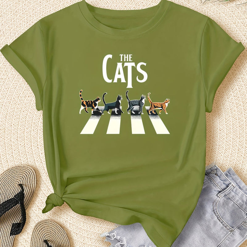 Plus Size Women's "The Cats" Graphic T-Shirt.