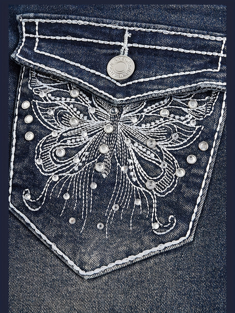 Women's Fashion Trendy Stretch Comfortable Washed Denim Jeans.